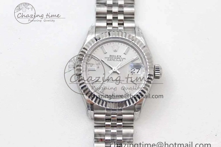 Dial Steel DateJust 28 SS Silver 1:1 NH05 Bracelet 904L on TWF President Best Lady Edition 0207